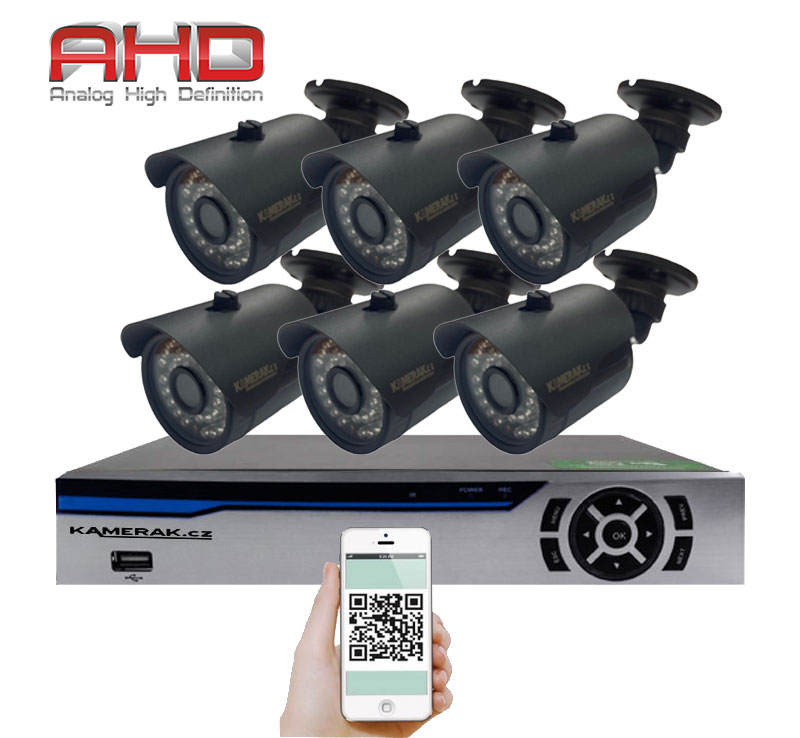 6 kamerov AHD set HE6-58E 5Mpx 1920p, H.265, CZ menu - 8890 K