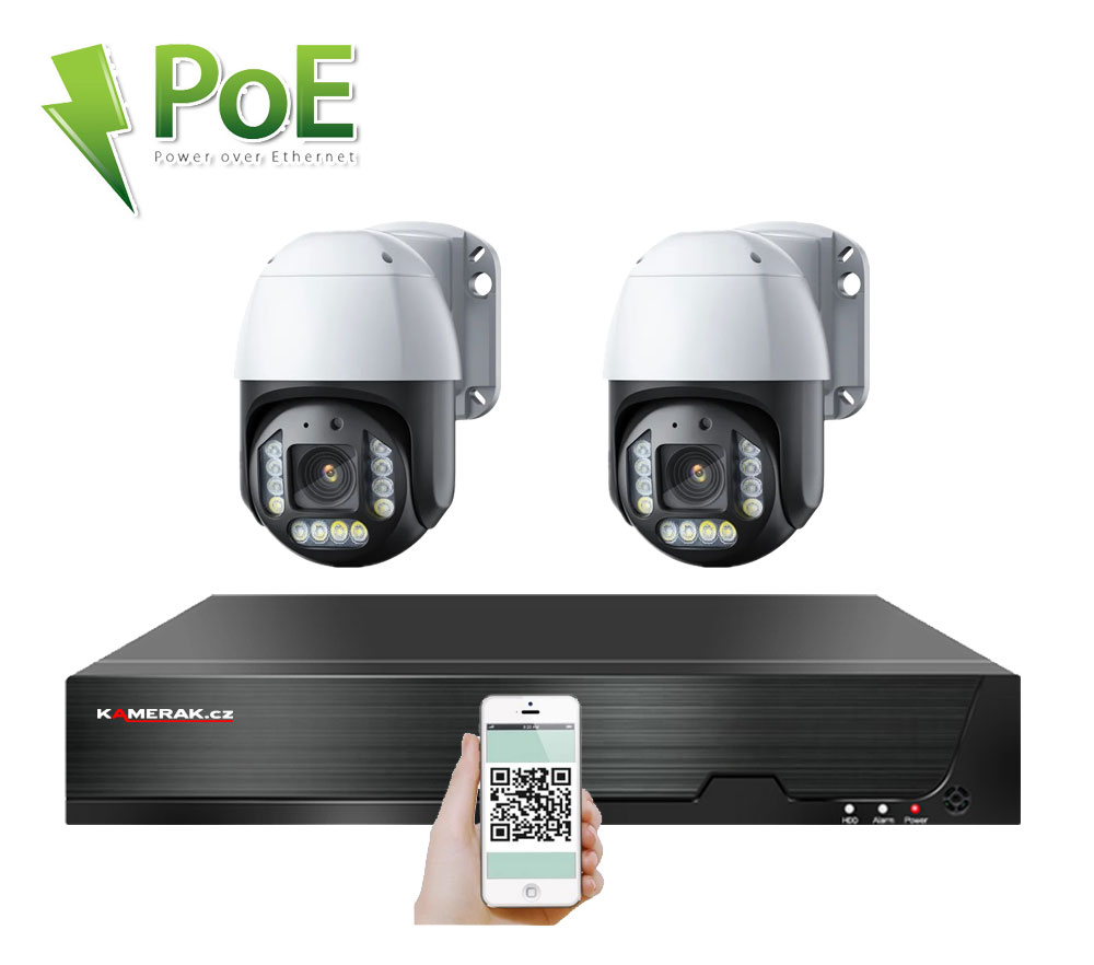 2 kamerov systm PoE IP XM-PTZ-220B 4Mpx s otonmi kamerami