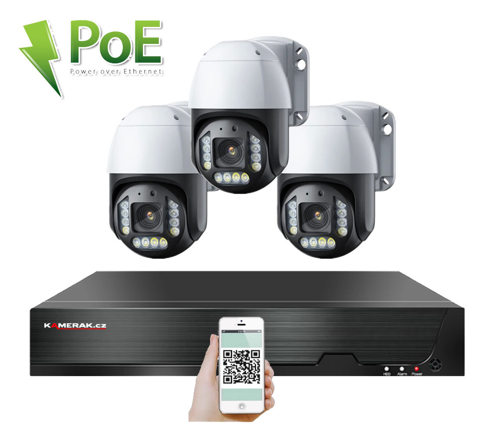 PoE IP 3 kamerov set XM-PTZ-320D, 8Mpx, CZ menu