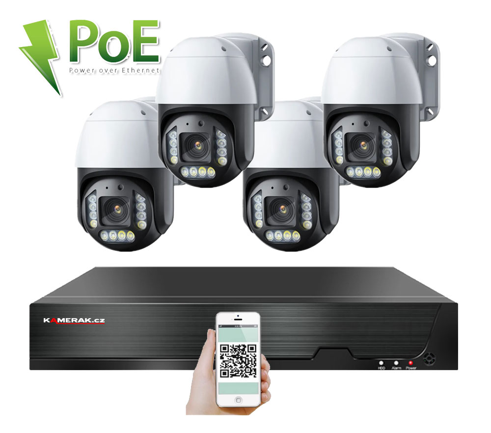 4 kamerov systm PoE IP XM-PTZ-420B 4Mpx s otonmi kamerami