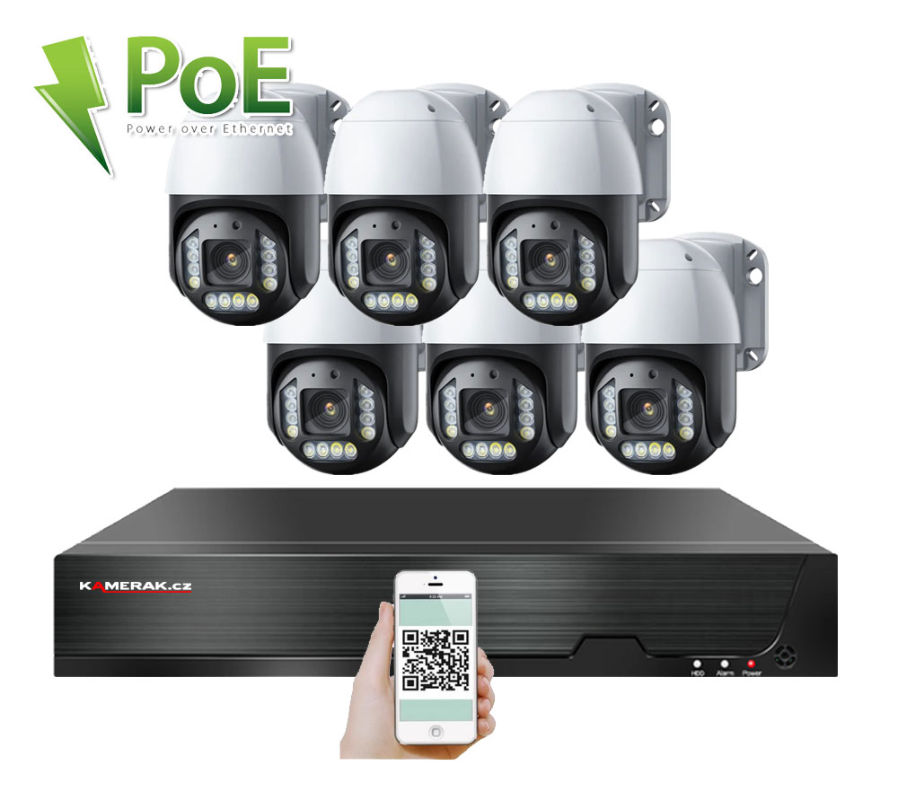6 kamerov systm PoE IP XM-PTZ-620B 4Mpx s otonmi kamerami