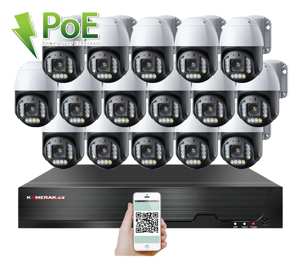 16 kamerov systm PoE XM-PTZ-1621B 5x 4Mpx s otonmi kamerami