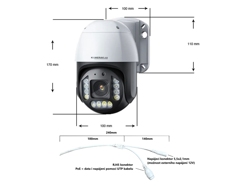 Venkovn oton IP kamera nabdne zznam v 4MPx rozlien a LED svtlem