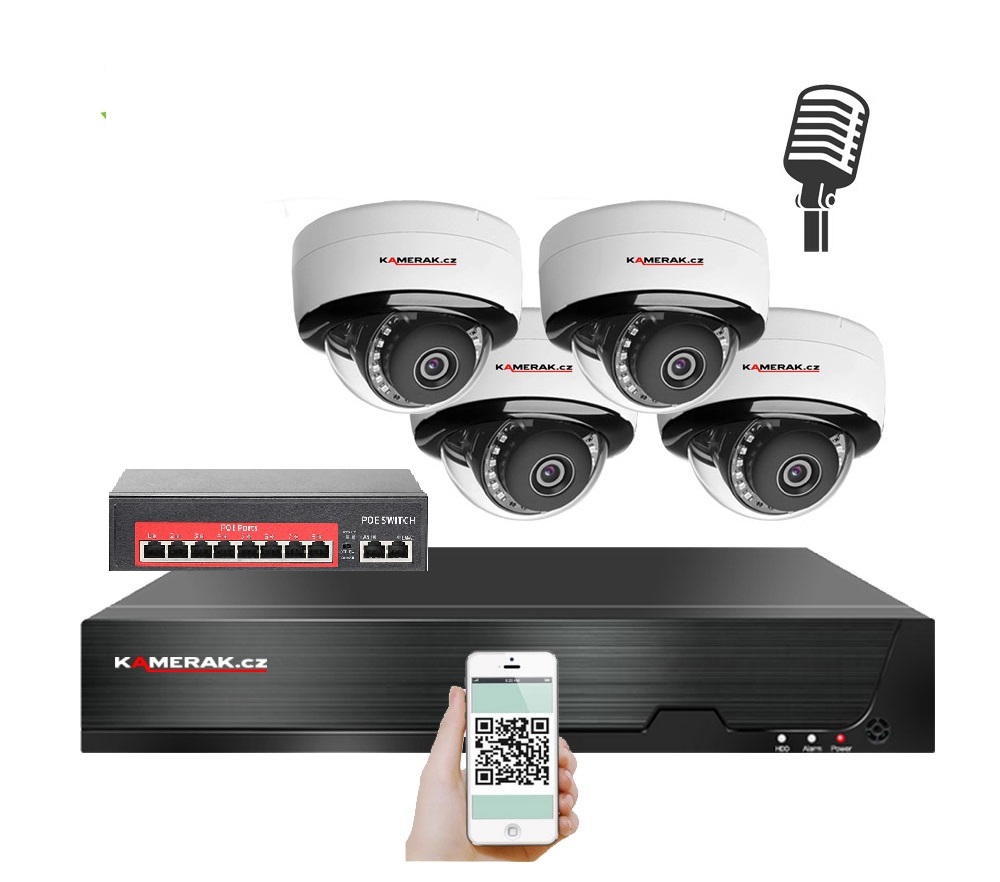 4 kamerov IP systm IP XM-405B-Ext. 4MPx s externm PoE napjenm