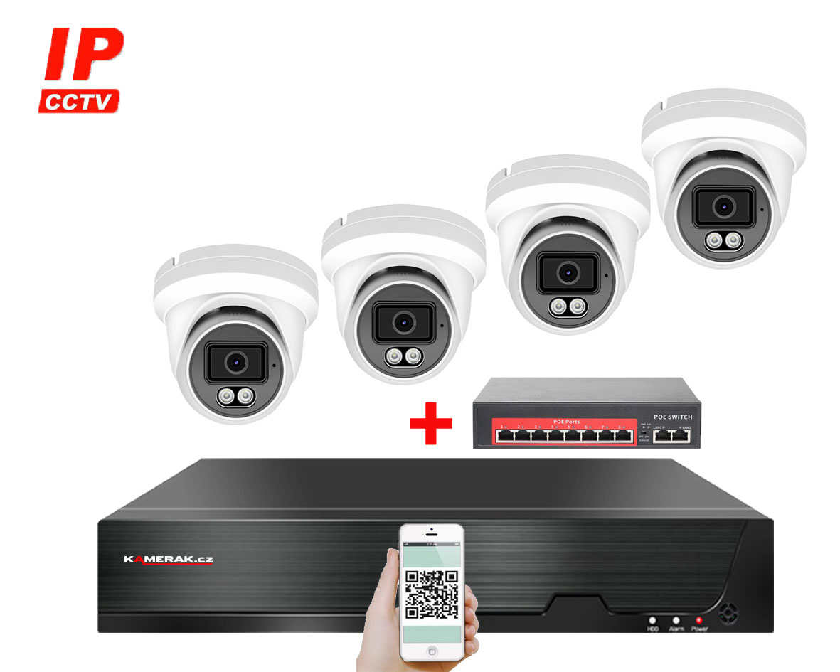 4 kamerov IP systm IP XM-409B-Ext. 4MPx s externm PoE napjenm