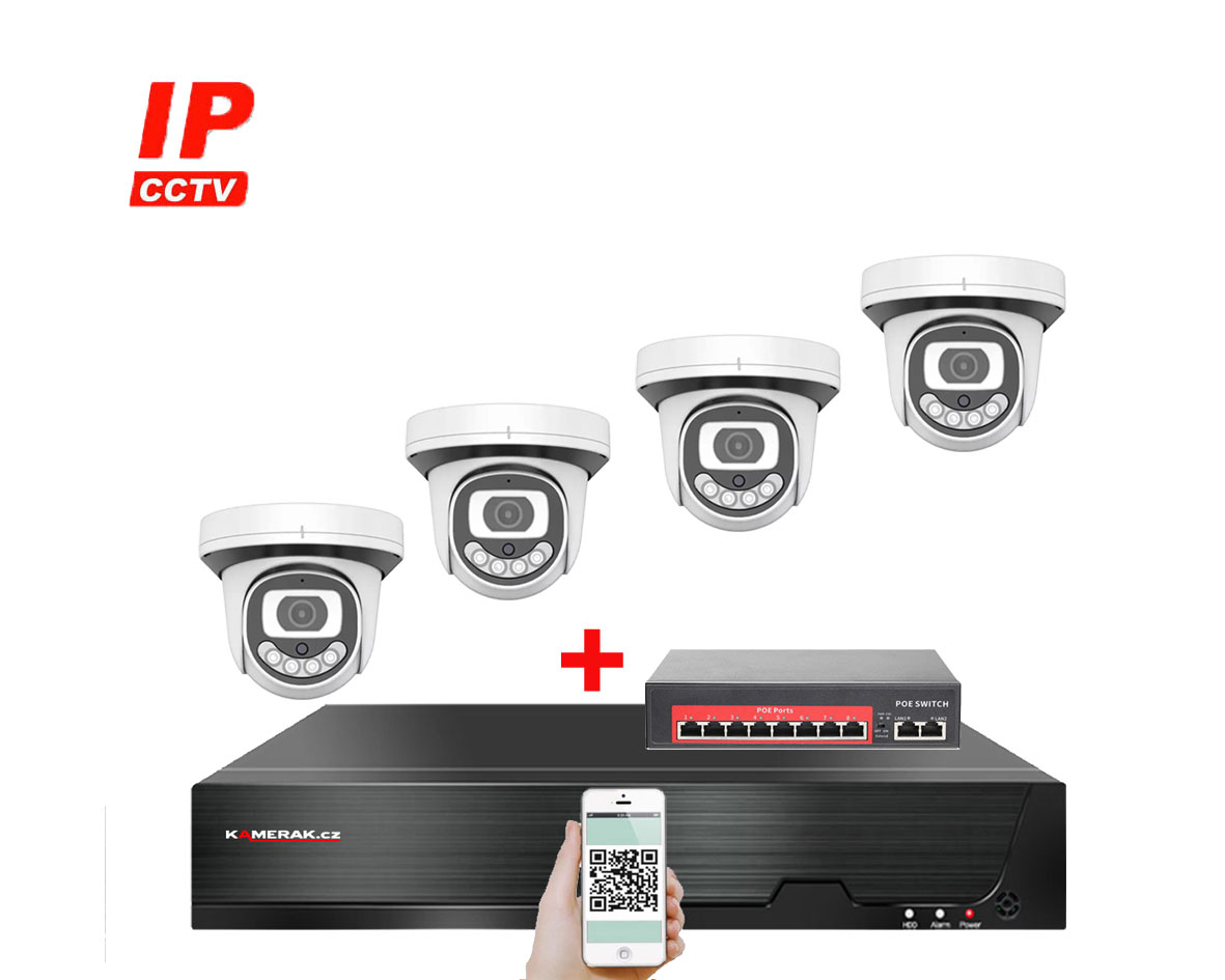 4 kamerov IP systm 4K PoE XM-412D-Ext. 8MPx s externm PoE napjenm