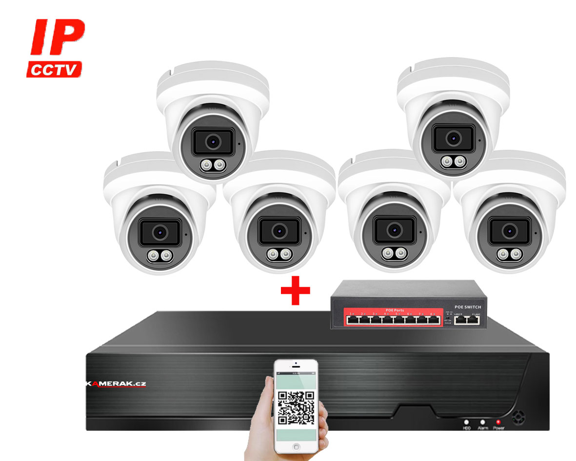 6 kamerov IP systm IP XM-609B-Ext. 4MPx s externm PoE napjenm