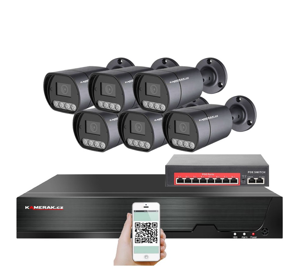 6 kamerov IP systm IP XM-610B-Ext. 4MPx s externm PoE napjenm