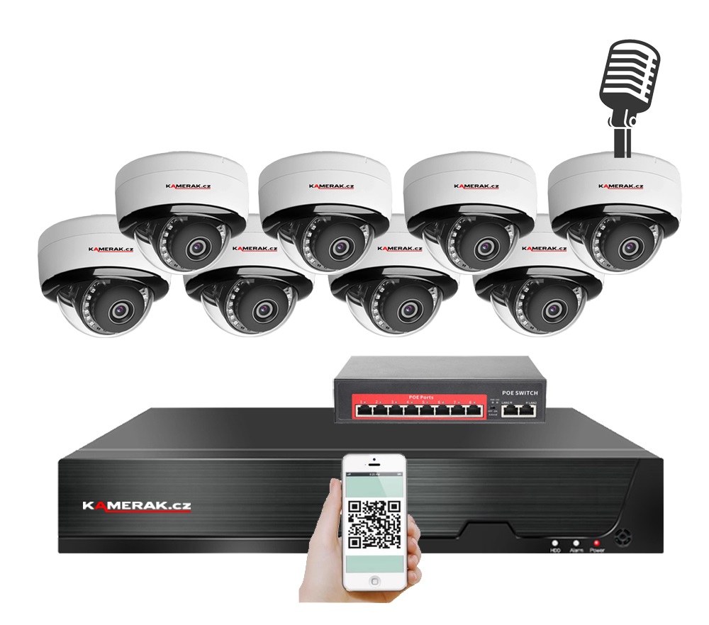 8 kamerov IP systm IP XM-805B-Ext. 4MPx s externm PoE napjenm