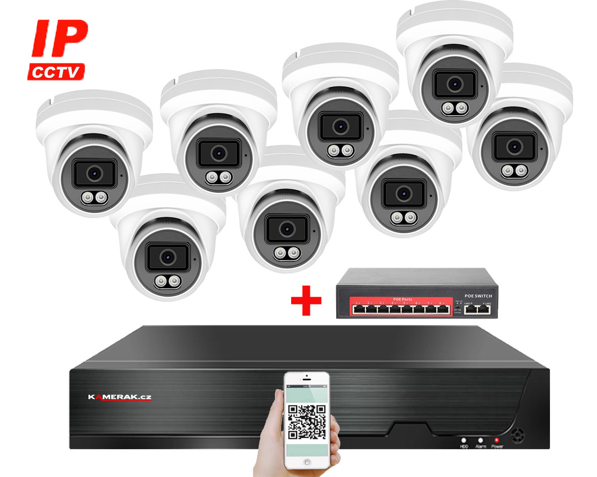 8 kamerov IP systm 4K PoE XM-809D-Ext. 8MPx s externm PoE napjenm