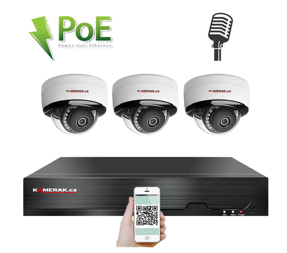3 kamerov  systm PoE IP XM-305B 4MPx