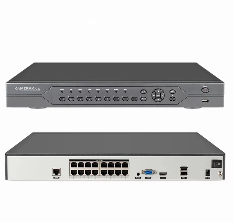 Rekord�r pro 16 IP kamery s vestav�n�m PoE nap�jen�m