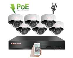 PoE IP 6 kamerov set XM-605B 4MPx, mikrofon, CZ menu - 12790 K