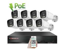 PoE IP 8 kamerový set XM-804A 3MPx,  mikrofon, CZ menu - 14290 Kč