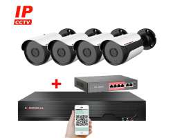 IP 4 kamerový set  s externím PoE XM-408F-Ext. 5MPx, CZ menu - 11890 Kč