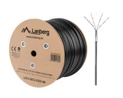 Venkovn� st�n�n� s�ov� kabel F/UTP CAT5e ,PE , dr�t, �ern�, metr� - 12 K�