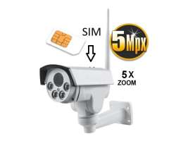 GSM IP kamera 5MPx, 5xZOOM  PTZ 4G venkovní (sim karta) - 6490 Kč