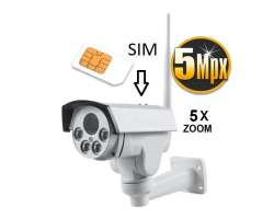 GSM IP kamera 5MPx, 5xZOOM  PTZ 4G venkovn (sim karta) - 5890 K