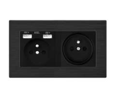 elektrick zsuvka 2x230V+2xUSB 5V/2.1A ern - 380 K