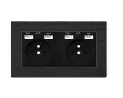 elektrick zsuvka 2x230V+4xUSB 5V/2.1A ern - 490 K