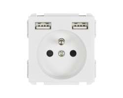 modul Zsuvka 220V+2xUSB 5V/2,1A  plast bl - 198 K