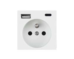modul Zsuvka 220V+USB+USB C 5V/2,1A  plast bl - 228 K
