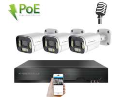 PoE IP 3 kamerov set XM-306B 4MPx, mikrofon, CZ menu - 6490 K