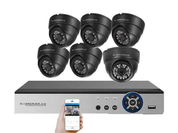 6 kamerovy ahd set he6-52e 5mpx  s mic. 5mpx 1920p, h.265, cz menu