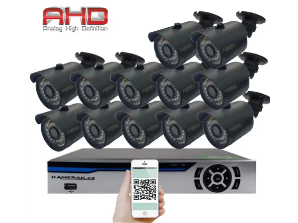 12 kamerovy ahd set he12-58a 2mpx 1080p, h.265, cz menu