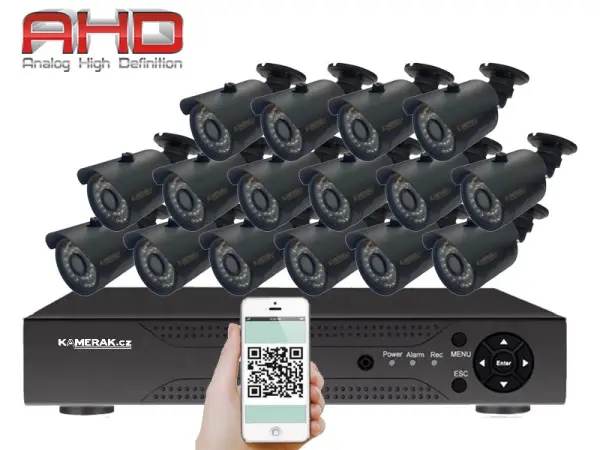 16 kamerovy ahd set he16-58a 2mpx 1080p, h.265, cz menu