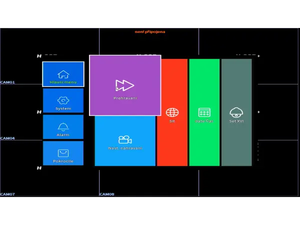 dvr 8ch xm-a108 5mpx (ahd,ip,analog) pro 8 ahd kamer, cz menu