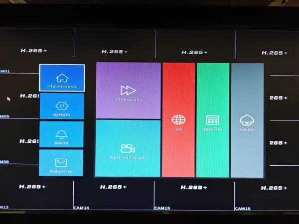 dvr 16ch xm-a116ch 5mpx (ahd,ip,analog) pro 16 ahd kamer, cz menu
