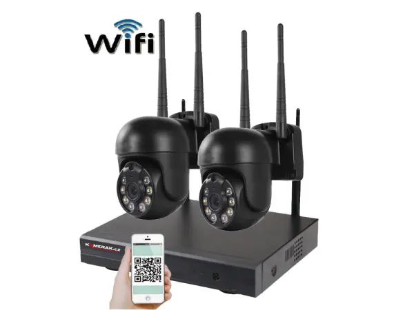 bezdratovy 2 kamerovy set wifi ip pro wip2-309c black, 5mpx,  ptz, cz menu