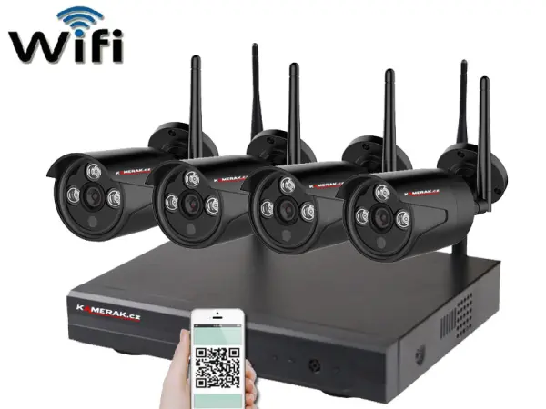 bezdratovy 4 kamerovy set wifi ip pro wip4-303c-black 5mpx, cz menu
