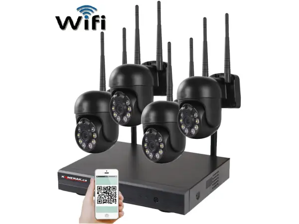 bezdratovy 4 kamerovy set wifi ip pro wip4-309c black, 5mpx,  ptz, cz menu