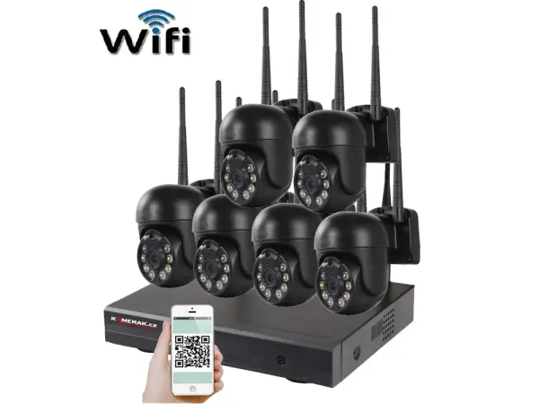 bezdratovy 6 kamerovy set wifi ip pro wip6-309c black, 5mpx,  ptz, cz menu
