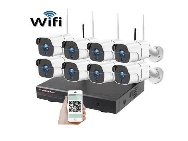 bezdratovy 8 kamerovy set wifi ip pro wip8-307c 5mpx, cz menu