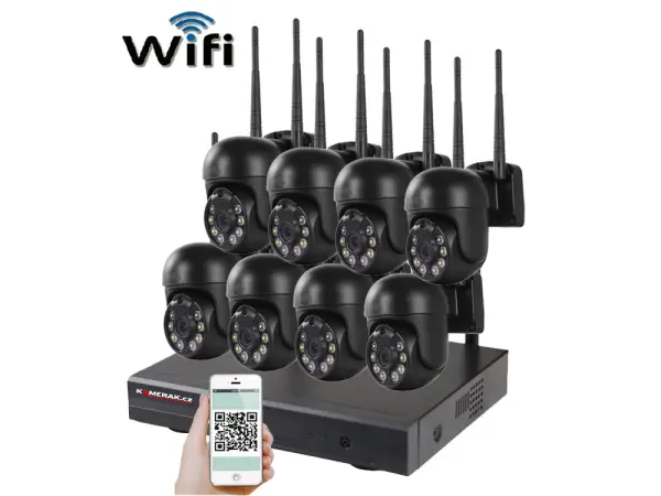 bezdratovy 8 kamerovy set wifi ip pro wip8-309c black, 5mpx,  ptz, cz menu