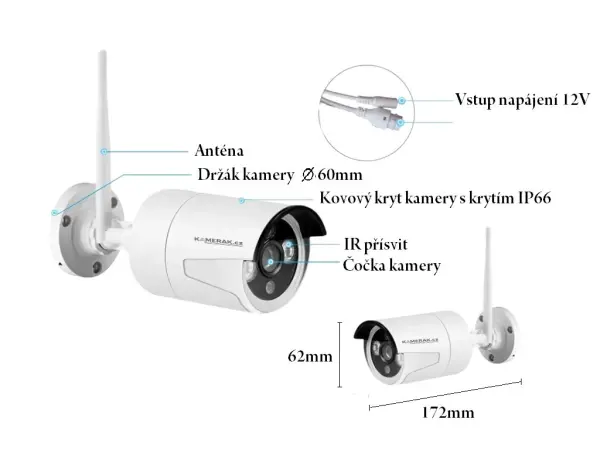 wifi kamera ip pro wip-03c 5mpx cerna pro set+adapter