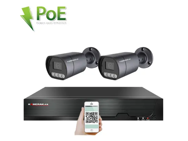 poe ip 2 kamerovy set xm-210b 4mpx, mikrofon, cz menu