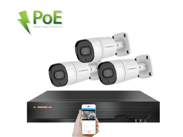 poe ip 3 kamerovy set  xm-308b 4mpx, cz menu