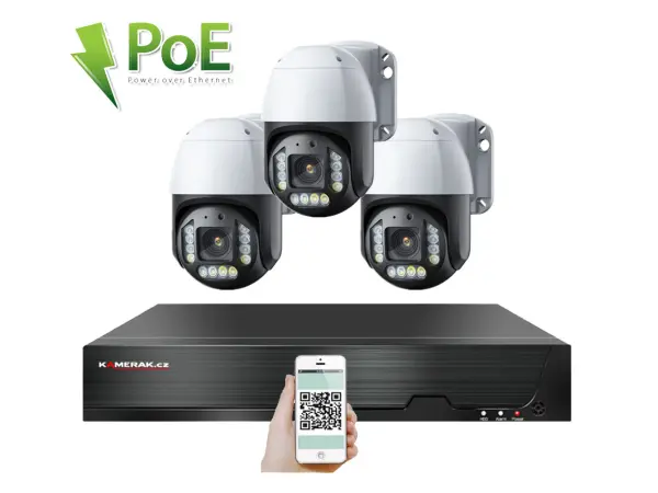 poe ip 3 kamerovy set xm-ptz-320b 4mpx, cz menu