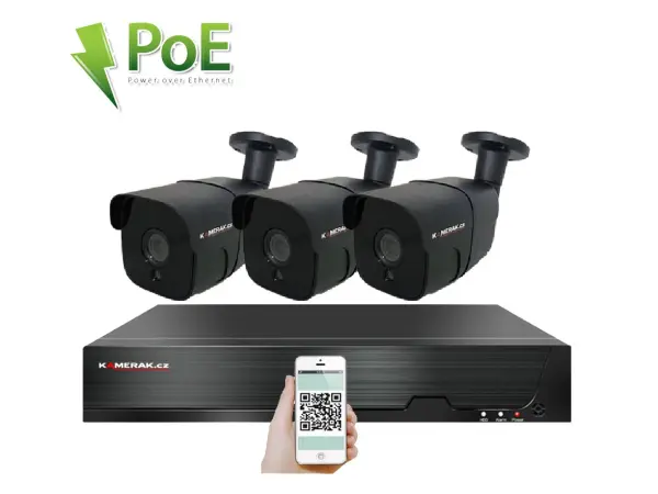 4k poe ip 3 kamerovy set xm-307d 8mpx, mikrofon, ir prisvit ,,cz menu