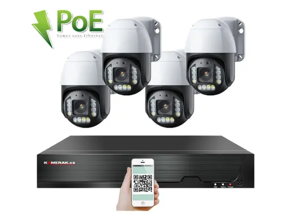 poe ip 4 kamerovy set xm-ptz-421b 5xzoom 4mpx, cz menu