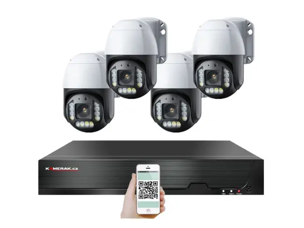poe ip 4 kamerovy set xm-ptz-421b 5xzoom 4mpx, cz menu