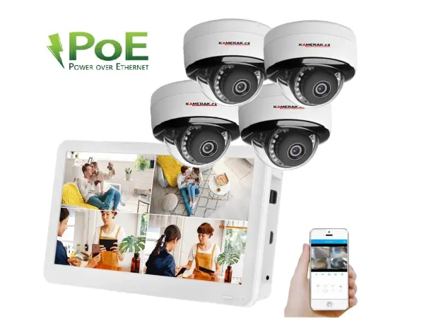 poe ip 4 kamerovy set xm-455b 4mpx s lcd12" cz menu