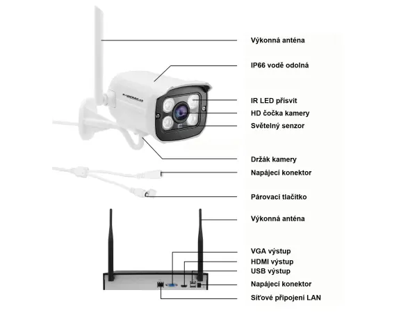bezdratovy 8 kamerovy set wifi tuya wtu8-034b, 3mpx, cz menu