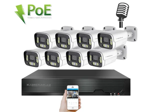 4k poe ip 8 kamerovy set xm-806d 8mpx, cz menu