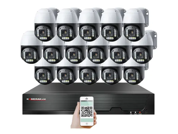 4k poe ip 16 kamerovy set xm-ptz-1621d 5x zoom, 8mpx, cz menu