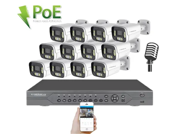 poe ip 12 kamerovy set xm-1206b 4mpx, cz menu